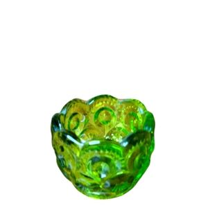 Vintage green cut glass salt dish